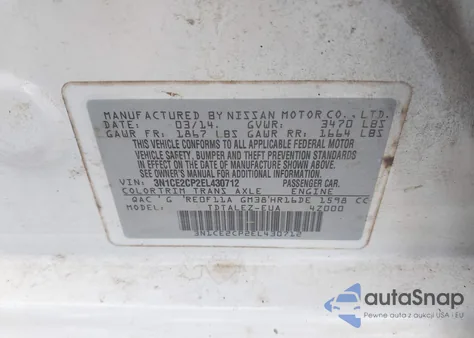 2014 Nissan Versa Note Sv from USA, damaged, VIN 3N1CE2CP2EL430712